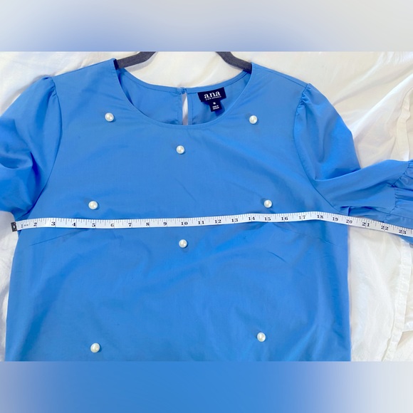 a.n.a. Ladies blue shirt with pearls size medium - Picture 4 of 7